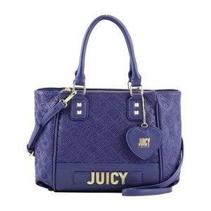 Juicy by Juicy Couture Check Satchel Navy Blue Vegan Leather Branded Crossbody G